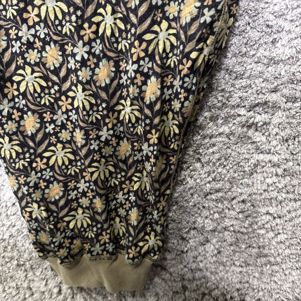Natural Life Johnnie Cotton Jumpsuit Size XL Green Floral Loungewear Loose - Picture 8 of 10